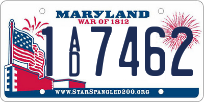 MD license plate 1AD7462