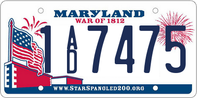 MD license plate 1AD7475
