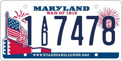 MD license plate 1AD7478