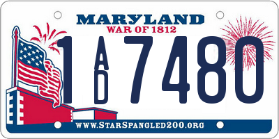 MD license plate 1AD7480