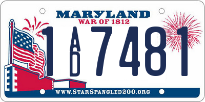 MD license plate 1AD7481