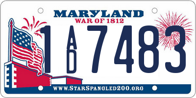 MD license plate 1AD7483
