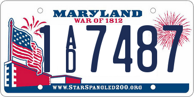 MD license plate 1AD7487