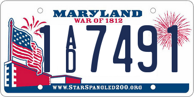 MD license plate 1AD7491