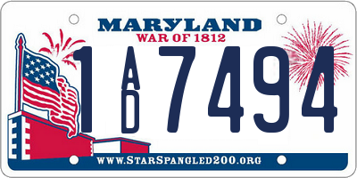 MD license plate 1AD7494
