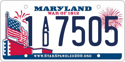 MD license plate 1AD7505