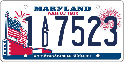 MD license plate 1AD7523
