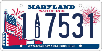 MD license plate 1AD7531