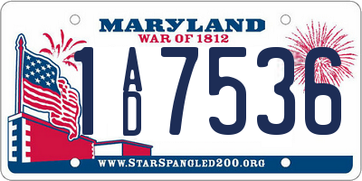 MD license plate 1AD7536