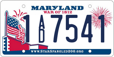 MD license plate 1AD7541
