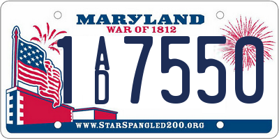 MD license plate 1AD7550