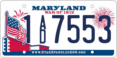 MD license plate 1AD7553
