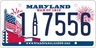 MD license plate 1AD7556