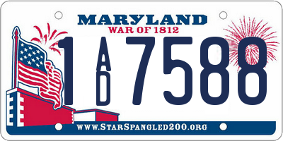 MD license plate 1AD7588