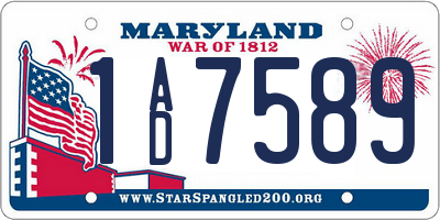 MD license plate 1AD7589