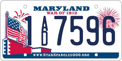 MD license plate 1AD7596