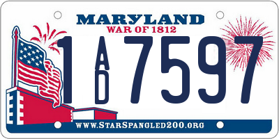MD license plate 1AD7597