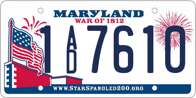 MD license plate 1AD7610