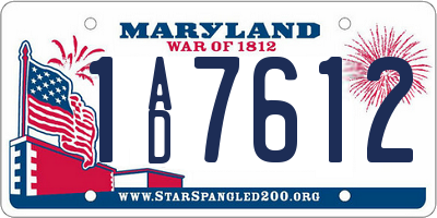 MD license plate 1AD7612