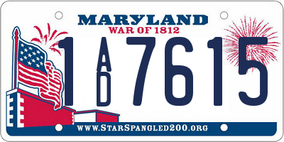 MD license plate 1AD7615