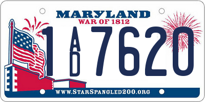 MD license plate 1AD7620