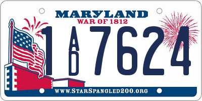 MD license plate 1AD7624