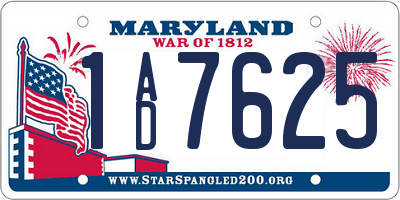 MD license plate 1AD7625