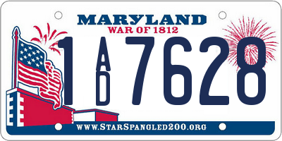 MD license plate 1AD7628