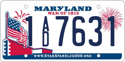 MD license plate 1AD7631