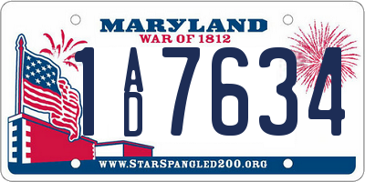 MD license plate 1AD7634