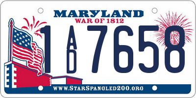 MD license plate 1AD7658