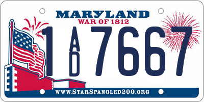 MD license plate 1AD7667