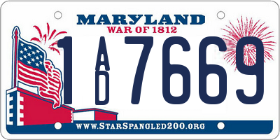 MD license plate 1AD7669