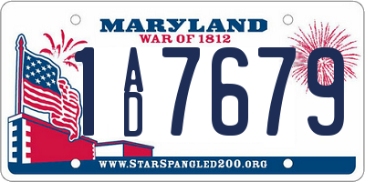 MD license plate 1AD7679