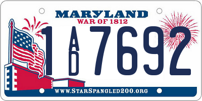 MD license plate 1AD7692