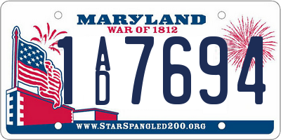 MD license plate 1AD7694