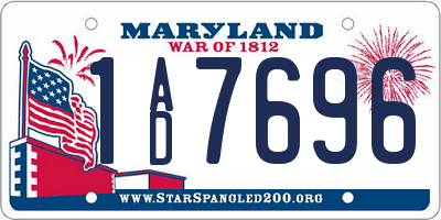 MD license plate 1AD7696