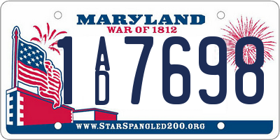 MD license plate 1AD7698