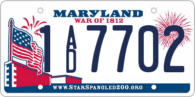MD license plate 1AD7702