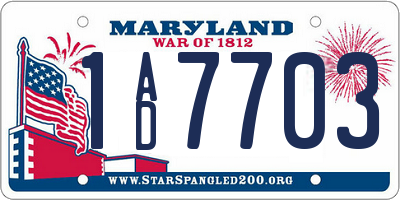 MD license plate 1AD7703