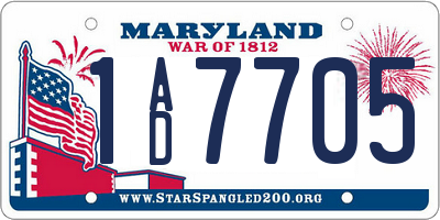 MD license plate 1AD7705