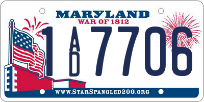 MD license plate 1AD7706