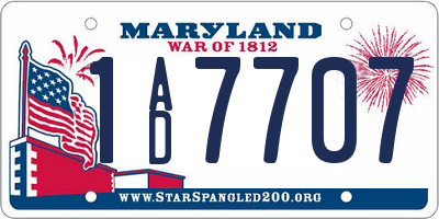 MD license plate 1AD7707