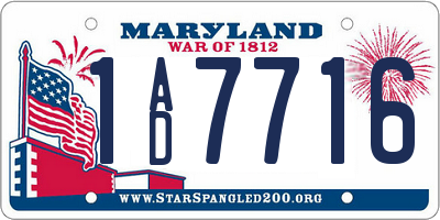 MD license plate 1AD7716