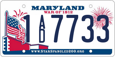 MD license plate 1AD7733