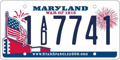 MD license plate 1AD7741