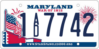 MD license plate 1AD7742