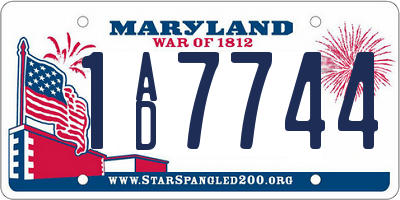 MD license plate 1AD7744