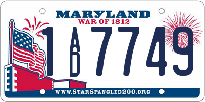 MD license plate 1AD7749