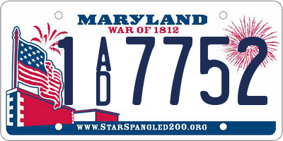 MD license plate 1AD7752